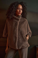 Chevron Faux Fur Jacket - Mink