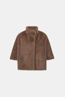 Chevron Faux Fur Jacket - Mink