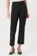 Flared Pull-On Trouser With Rhinestone Detail - Black