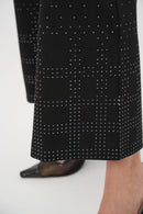 Flared Pull-On Trouser With Rhinestone Detail - Black
