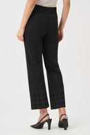 Flared Pull-On Trouser With Rhinestone Detail - Black