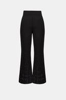 Flared Pull-On Trouser With Rhinestone Detail - Black