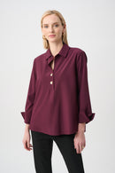 Shirt Collar Boxy Top - Elderberry