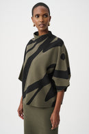 Abstract Jacquard Jumper - Avocado/black