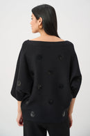 Boxy Embroidered Jumper - Black