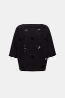 Boxy Embroidered Jumper - Black