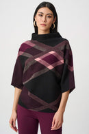 Plaid Funnel Neck Jumper - Black/multi