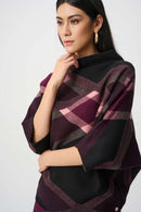 Plaid Funnel Neck Jumper - Black/multi