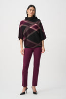 Plaid Funnel Neck Jumper - Black/multi
