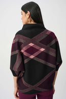 Plaid Funnel Neck Jumper - Black/multi