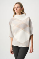 Plaid Funnel Neck Jumper - Winter White/multi