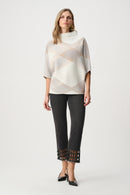 Plaid Funnel Neck Jumper - Winter White/multi