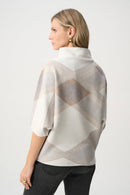 Plaid Funnel Neck Jumper - Winter White/multi