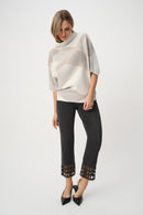 Plaid Funnel Neck Jumper - Winter White/multi