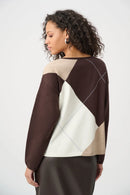 Argyle Round Neck Jumper - Mocha/multi
