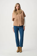 Faux Fur Collar Jacket - Camel