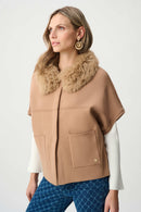 Faux Fur Collar Jacket - Camel