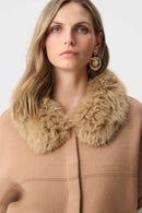 Faux Fur Collar Jacket - Camel