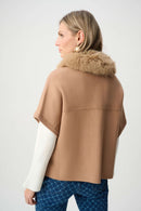 Faux Fur Collar Jacket - Camel