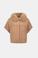 Faux Fur Collar Jacket - Camel