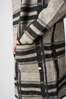 Plaid Hooded Jacket - Champagne/black