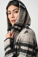 Plaid Hooded Jacket - Champagne/black