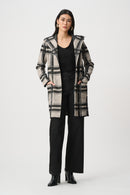 Plaid Hooded Jacket - Champagne/black