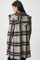 Plaid Hooded Jacket - Champagne/black