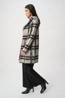 Plaid Hooded Jacket - Champagne/black