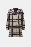 Plaid Hooded Jacket - Champagne/black