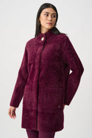 Feather Yarn MockNeck Coat - Elderberry
