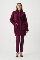 Feather Yarn MockNeck Coat - Elderberry