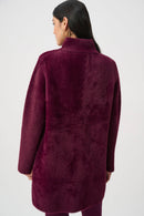 Feather Yarn MockNeck Coat - Elderberry