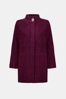 Feather Yarn MockNeck Coat - Elderberry