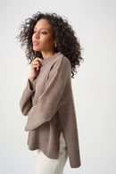 Boxy Round Neck Jumper - Mink Melange