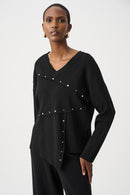 Stud Asymmetric Jumper - Black