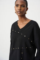 Stud Asymmetric Jumper - Black