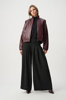 Leatherette Bomber Jacket - Burgundy