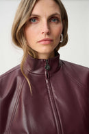 Leatherette Bomber Jacket - Burgundy