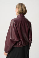 Leatherette Bomber Jacket - Burgundy