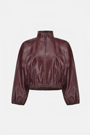 Leatherette Bomber Jacket - Burgundy