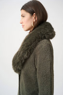 Faux Fur Collar Coat - Avocado