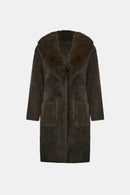 Faux Fur Collar Coat - Avocado