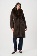 Faux Fur Collar Coat - Mocha