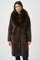 Faux Fur Collar Coat - Mocha