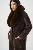 Faux Fur Collar Coat - Mocha