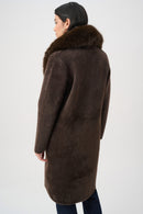 Faux Fur Collar Coat - Mocha