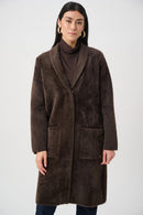 Faux Fur Collar Coat - Mocha