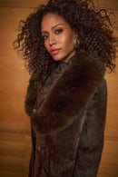 Faux Fur Collar Coat - Mocha