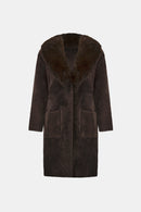 Faux Fur Collar Coat - Mocha